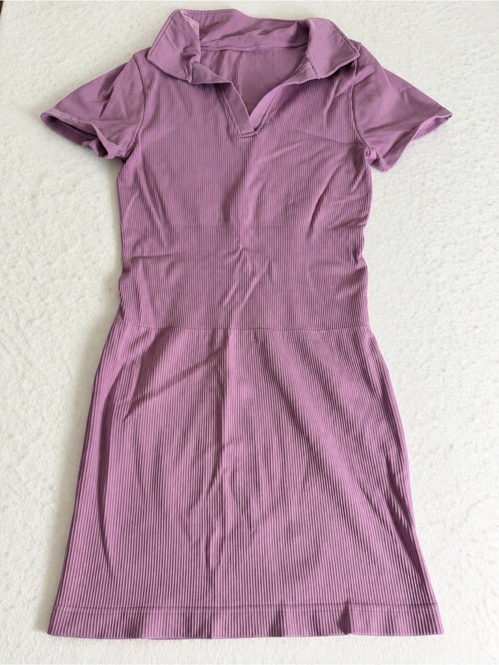 Slim Ribbed Polo Mini Dress in Lavender